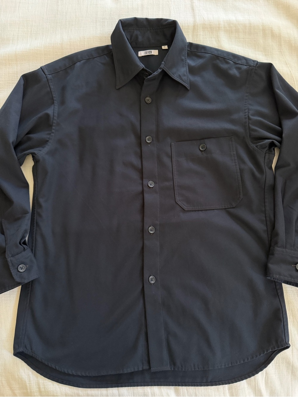 Uniqlo Twill Work Oversized Navy Shirt Unisex Size M - Picture 8 of 13